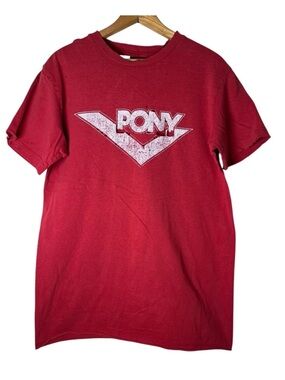 Vintage PONY Chevron T Shirt THRASHED Distressed GRAIL Street Wear Grunge Medium